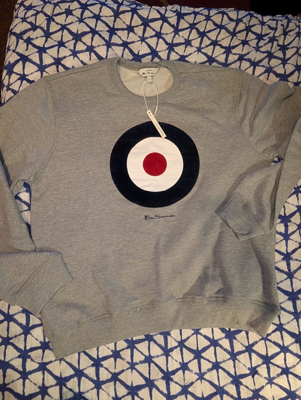 Ben Sherman Sweatshirt Grey Target Logo Cotton New Red Blue Mens Medium